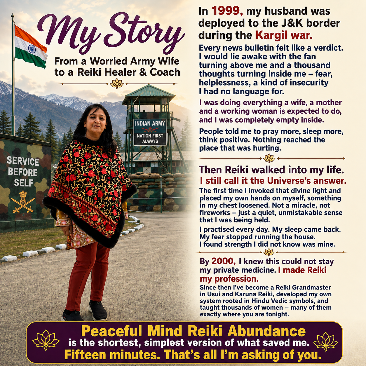 My Story — from a worried Army wife to a Reiki healer and coach, Peaceful Mind Reiki Abundance